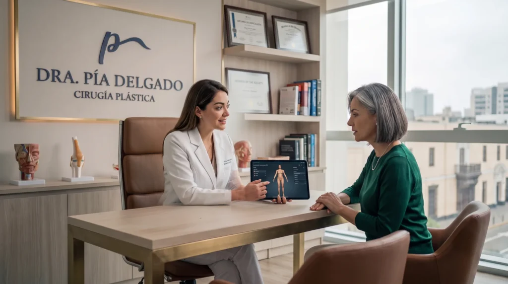 Dra. Pía Delgado durante un procedimiento quirúrgico